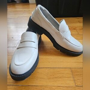 Women's White And Black Loafers